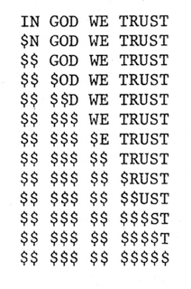 “in god we trust” by eric amann (1981)